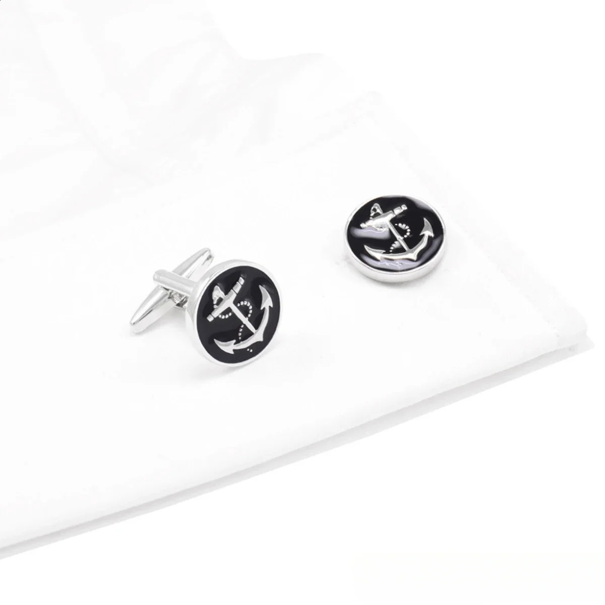 Fashion French Style Cufflinks Blue Black Gold Color Anchor Cuff Links Tie Clip Business Cocktail Party Mens Accessories 260626 - view 7