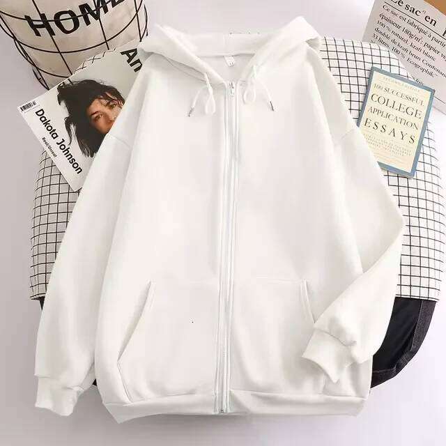 High Street Hoodie Men Retro Zip Long Sleeve Loose Black White Coats Harajuku Casual Gothic Hooded Sweatshirt Y2K Streetwear W260626 - view 6