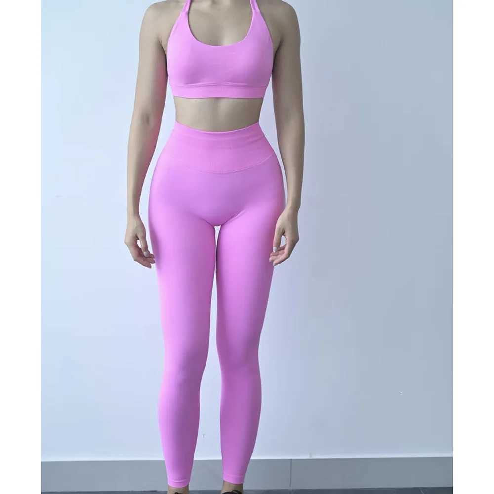 Neck Womens Short Fitness Suit Hanging Bra High Waist Hip Lifting Breathable Training Fitness Pants M260626 - view 4