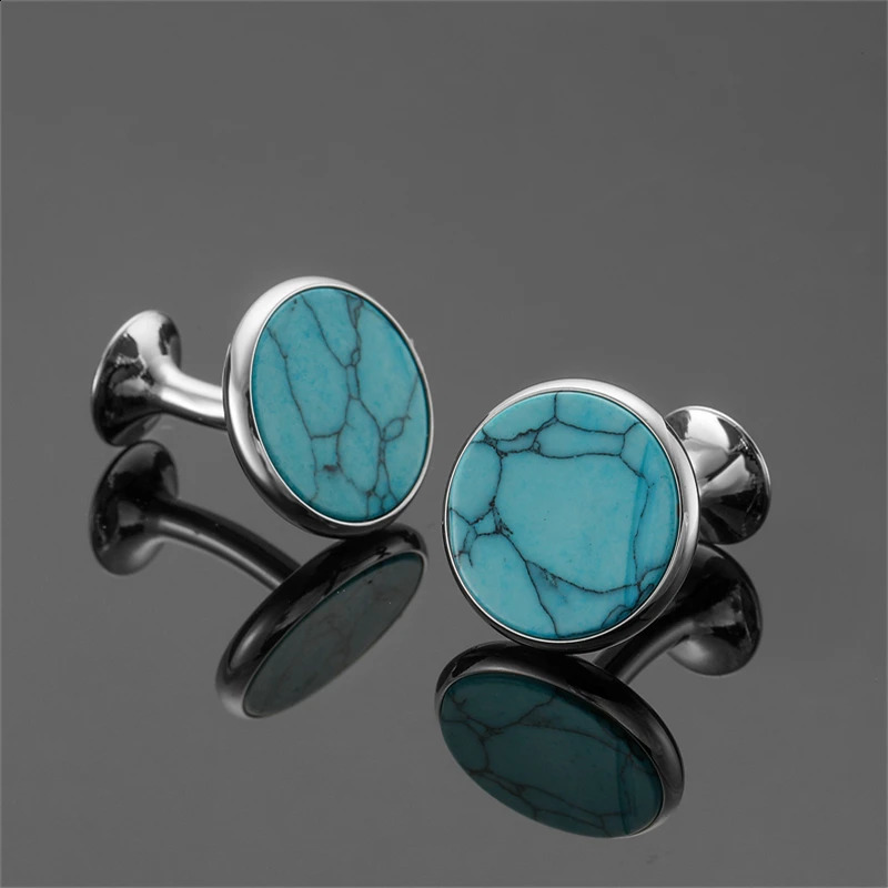y mens French shirt cufflinks High-end round Shell Cats Eye Stone Redwood cuffs buttons Business suit accessories jewelry 260626 - view 3