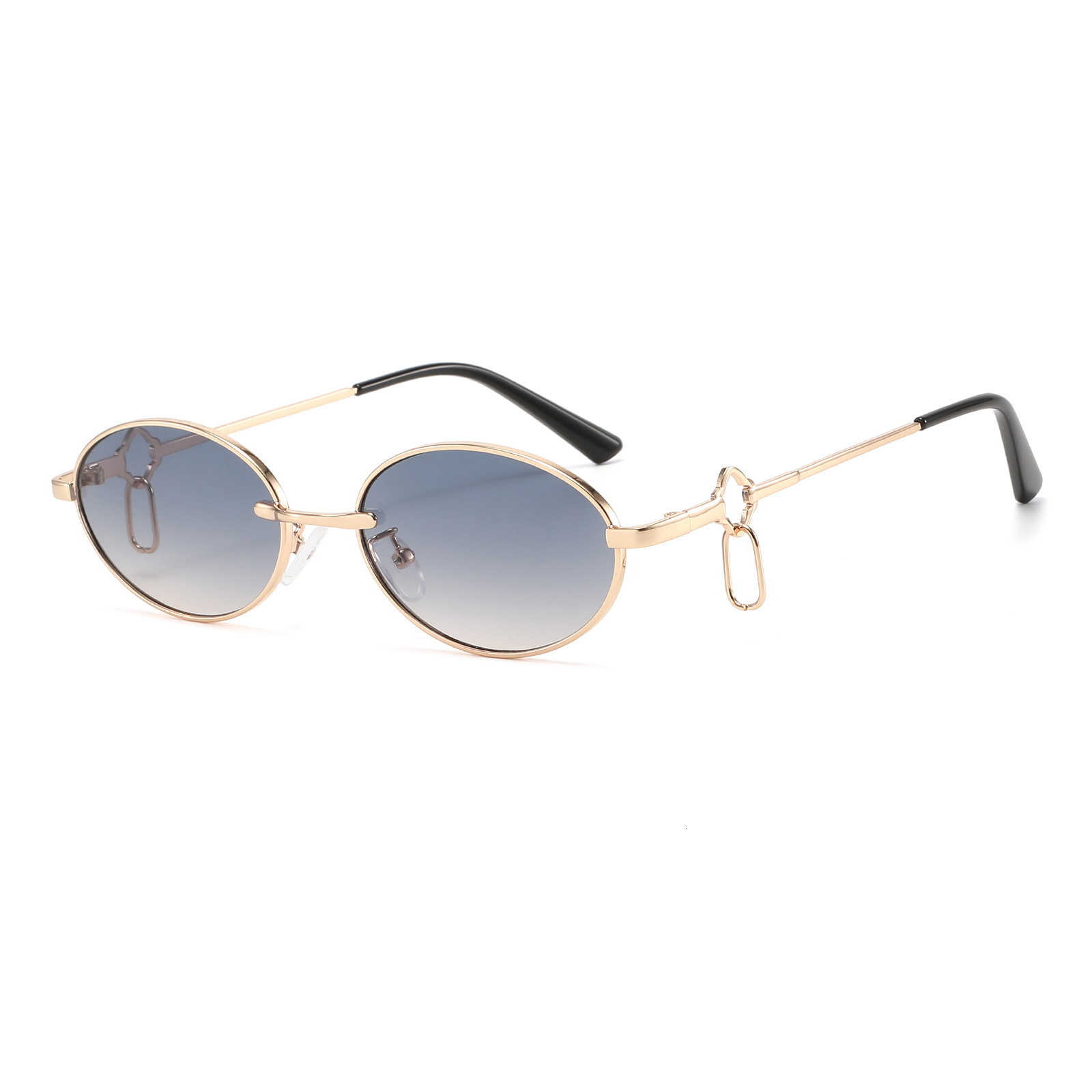 New Vintage Oval Metal Sunglasses, European American Fashion, Trendy And Unique Hip-Hop Style Women's Sunglasses - view 5