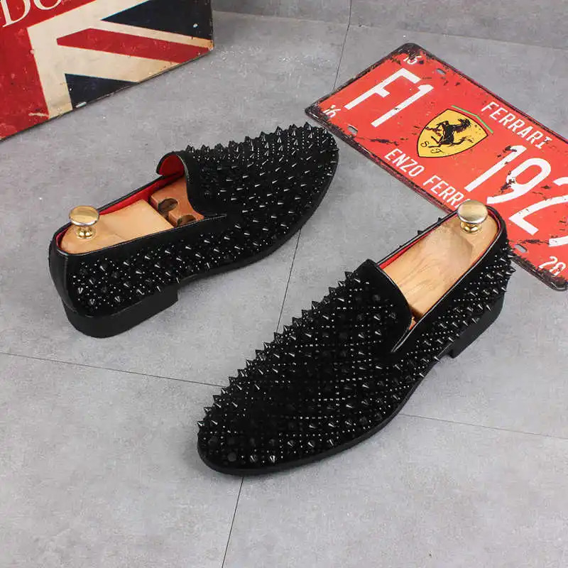 y Fashion Men Rivet Patchwork Casual Shoes Male Flats Loafers Homecoming Wedding Dress Prom Zapatillas Hombre 260624 - view 6