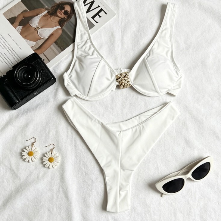 Underwire European And American 2026 New Low-Waist Solid Color Sexy Cross-Border Foreign Trade Bikini Two-Piece Swimsuit For Women - view 4