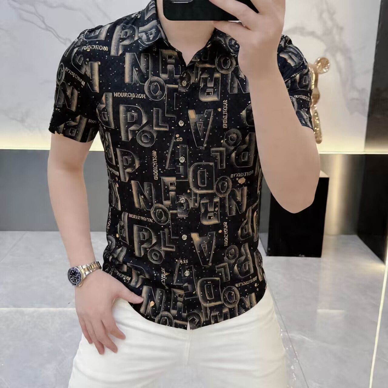 Men's New Summer Casual Fashion Stylish Printed Versatile Slim Fit Trendy Turn-Down Collar Thin Short Sleeve Shirt 2026 - view 4