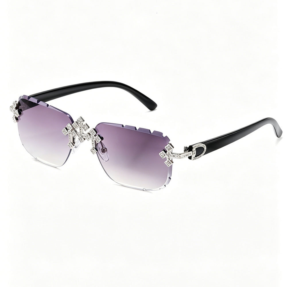 Premium Selection Of Cross-Shaped, Diamond-Embellished, Fashionable Frameless Sunglasses With High-End Cut Lenses For Women - view 1