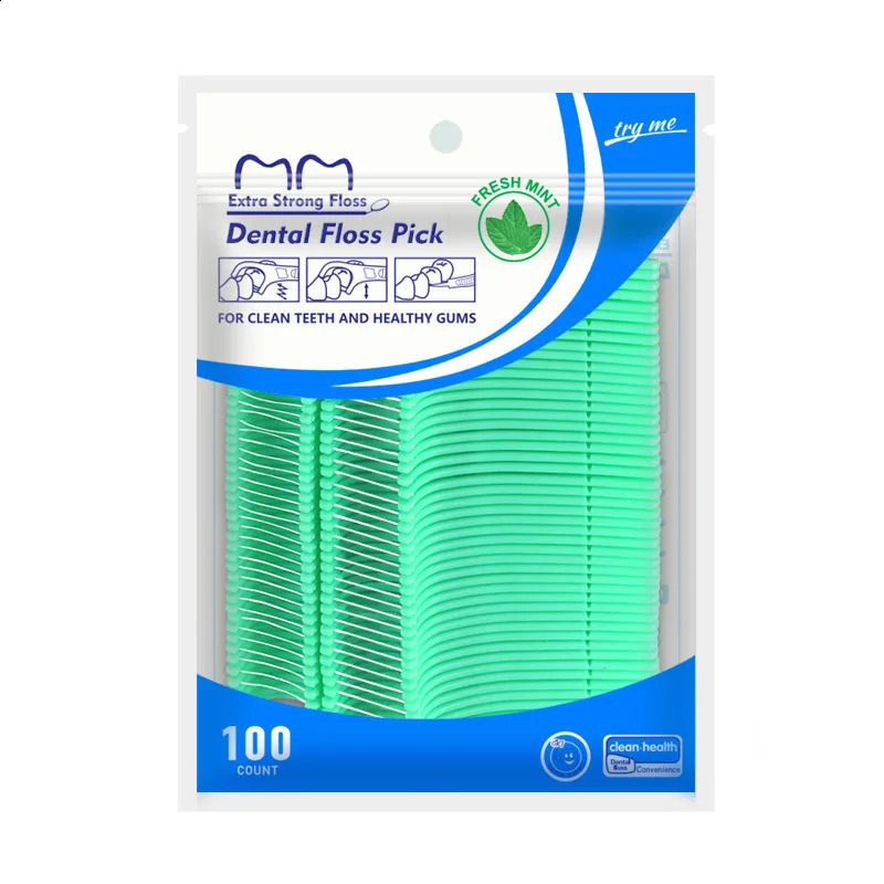 100pcs Mint Flavor Dental Floss Safe HighGrade Toothpick Stick Picks Plastic Toothpicks Ultrathin Peppermint Teeth 260626 - view 6