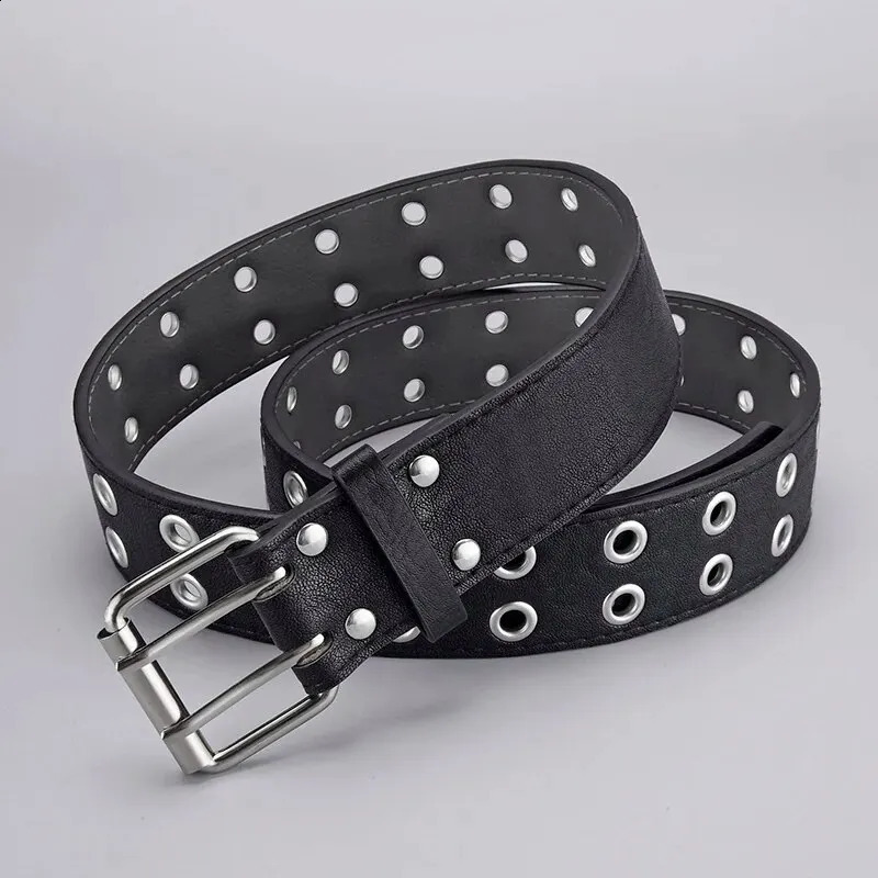 1pc Womens Belt Trend Simple Double Hole Men Belt Punk Hip Hop Rock Style Subculture Y2K Belt Punch Free Belt for Men and Women 260626 - view 7