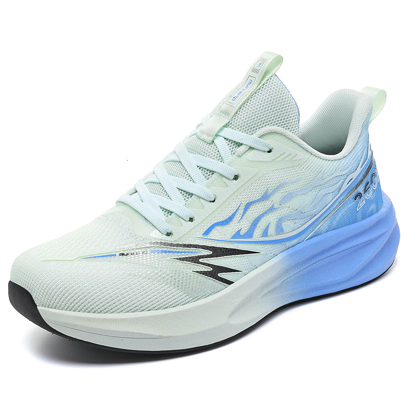 Men Flame Print Gradient Road Running Sneakers High Rebound Thick Midsole Non Slip Rubber Outsole Professional Jogging Competition Footwear - view 4
