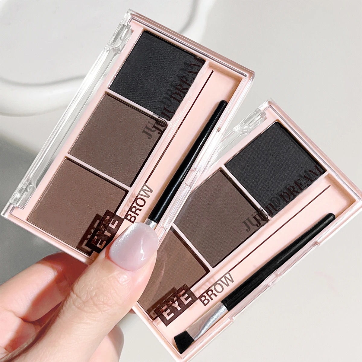 3-Color Brow Powder Set with Brush - Long-lasting color-resistant versatile contour makeup set for natural three-dimensional 260626 - view 3