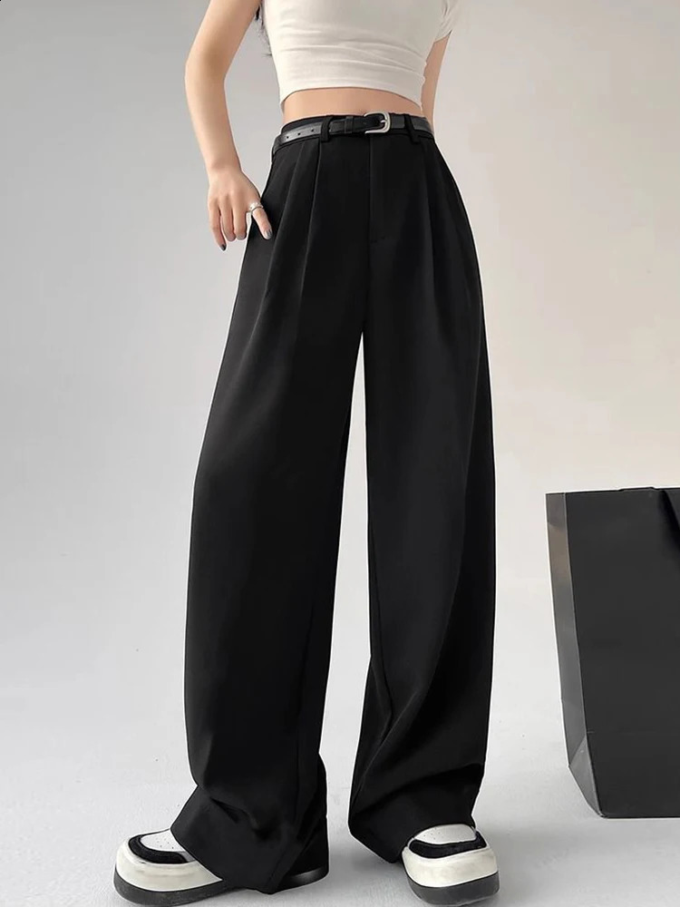 Botvotee Causal Suits Pants for Women Office Elegant Chic Wide Leg High Waisted Black Trousers with Belt Streetwear Y2k Fashion 260625 - view 5