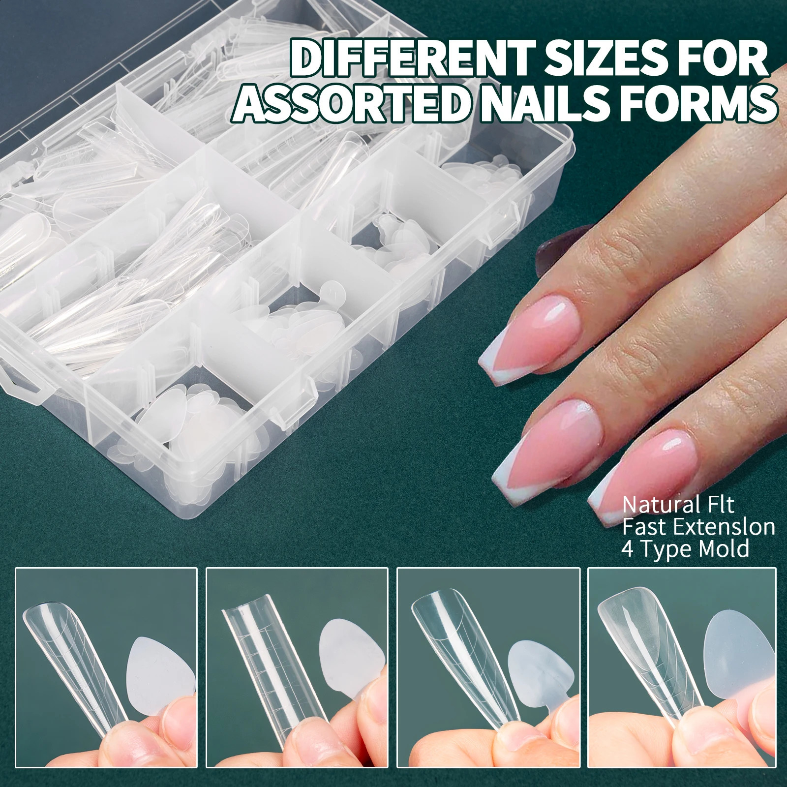 Nailpop Dual Forms and Silicone Pads Set Reusable Molds with Scale Multiple Shapes Sizes Available for Extension Manicure Tools 260626 - view 6