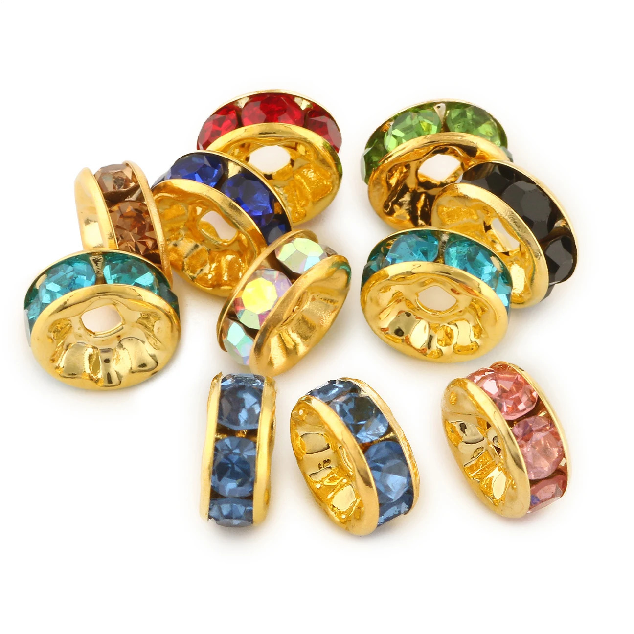 4 6 8mm Gold color Rhinestone Rondelles Crystal Spacer Beads for DIY Jewelry Making Accessories Handmade Bracelet Necklace 260623 - view 1