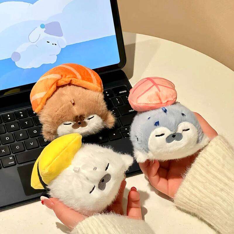 Cute Seals Sea Otter Baby Keychain Plush Seal Figurine Hanging Keyrings Student Schoolbag Key Chain Pendant Gifts 26Y0626 - view 3