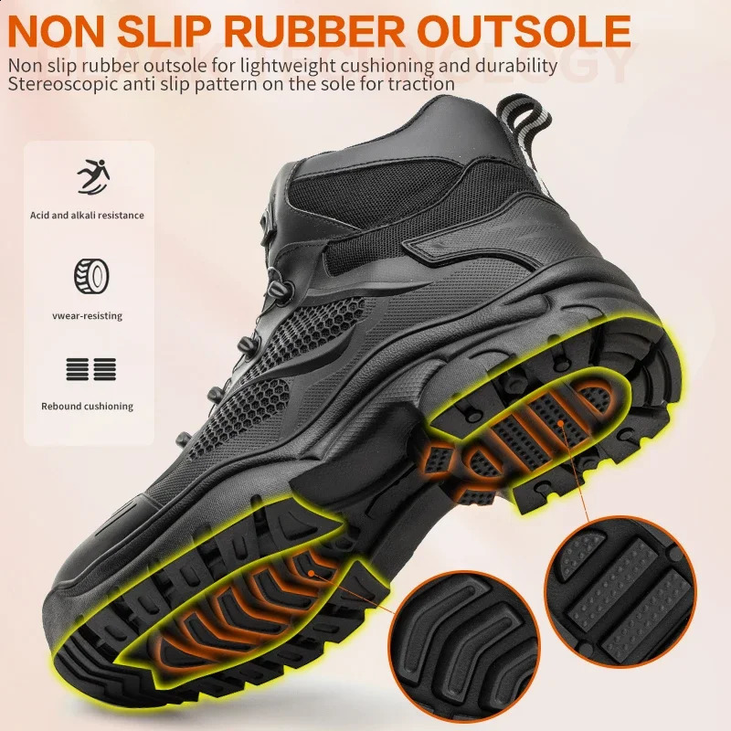 Mens Safety Work Boots Steel Toe Breathable Indestructible PunctureProof Rotary Buckle Shoes Comfortable Footwear 260624 - view 4