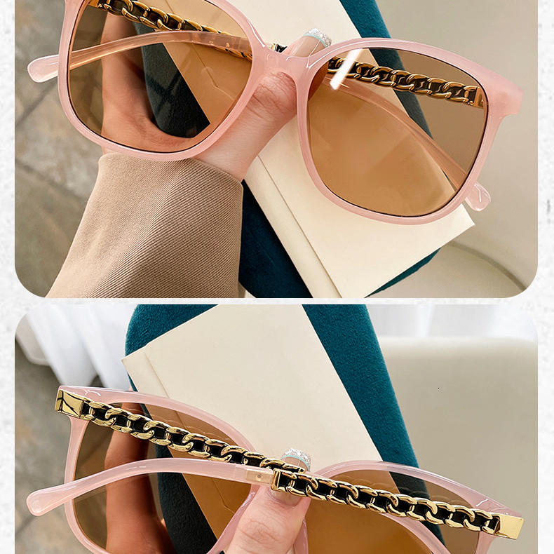 2026 New Women's Designer Round Small Frame Chain Leg Personalized Versatile Trendy Luxury High Quality Fragrant Women's Sunglasses Sunshade - view 7
