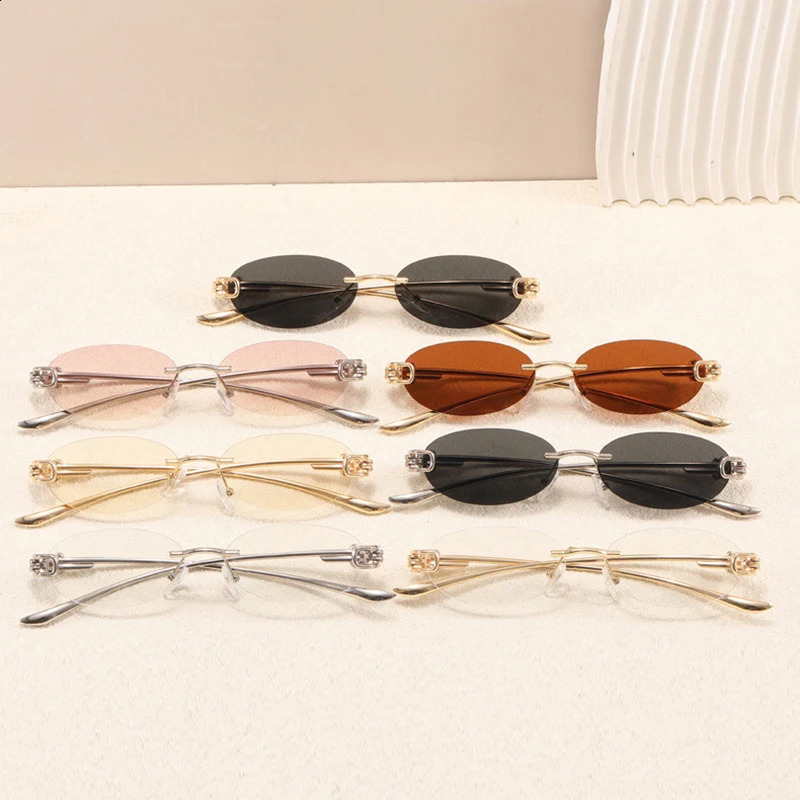 y2k Rimless Oval Sunglasses Women For Men Male 2026 Sun Glasses Vintage y Metal Punk Outdoor Knot Rope Small Eye Glasses 260626 - view 7