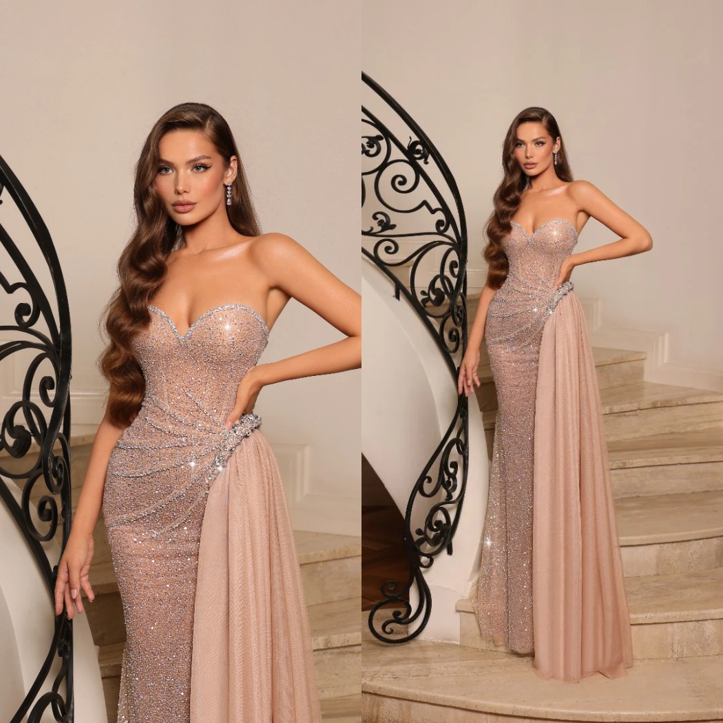 Luxury Prom Dresses Sweetheart Beads Appliques Lace Sweep Train A Line Evening Party Gowns Customized Back-to-school Uniform