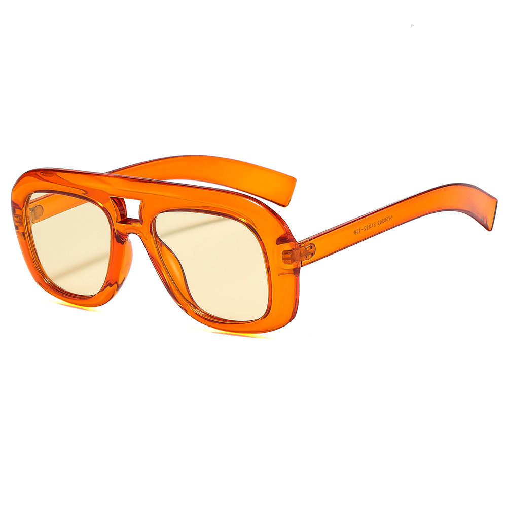 2026 New Square Fashion Sunglasses, European And American Fashion, Popular With Influencers, Double Bridge Simple Plain Sunglasses - view 1