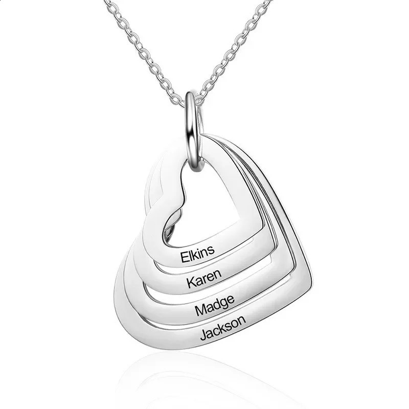 Custom Stainless Steel Engraved Name Necklace For Lover Family Gift Personalized Heart Pendant Jewelry 260626 - view 5