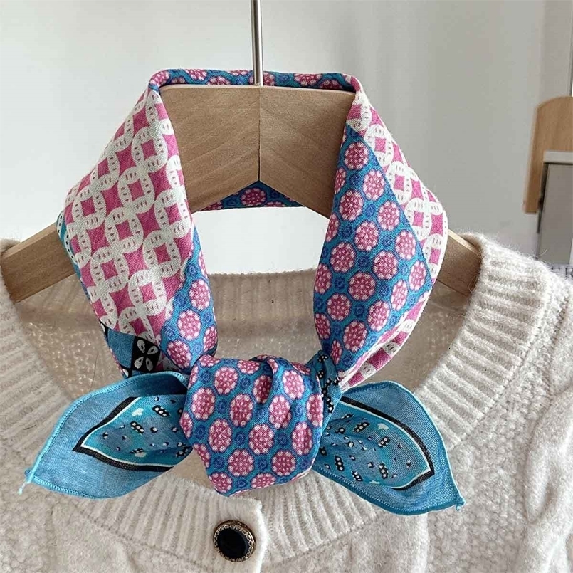 Spring and Summer Womens Small Silk Scarf Skin-Friendly and Comfortable Bohemian Small Square Scarf Scarf and Headband 260617