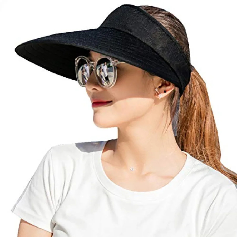Sun Visor Hats Women Large Brim Summer UV Protection Beach Cap 260625