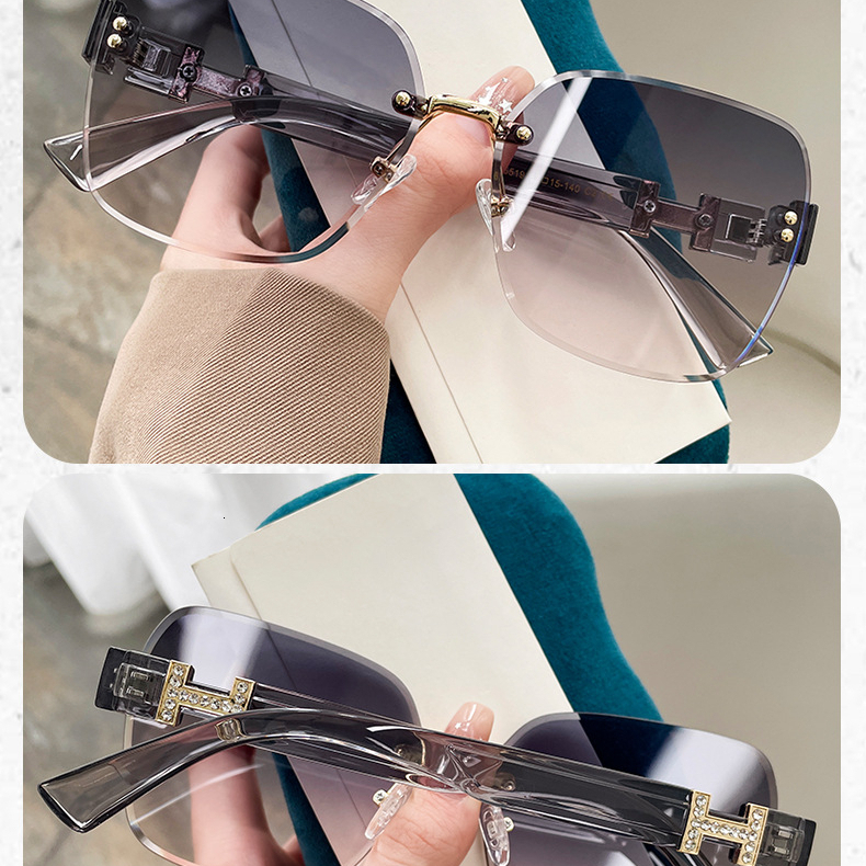 2026 Designer's Popular Luxury Personalized Trend Casual Frameless H Decorative Sunglasses Fashion Trend Ins UV Resistant Sunshade Frameless Sung - view 7