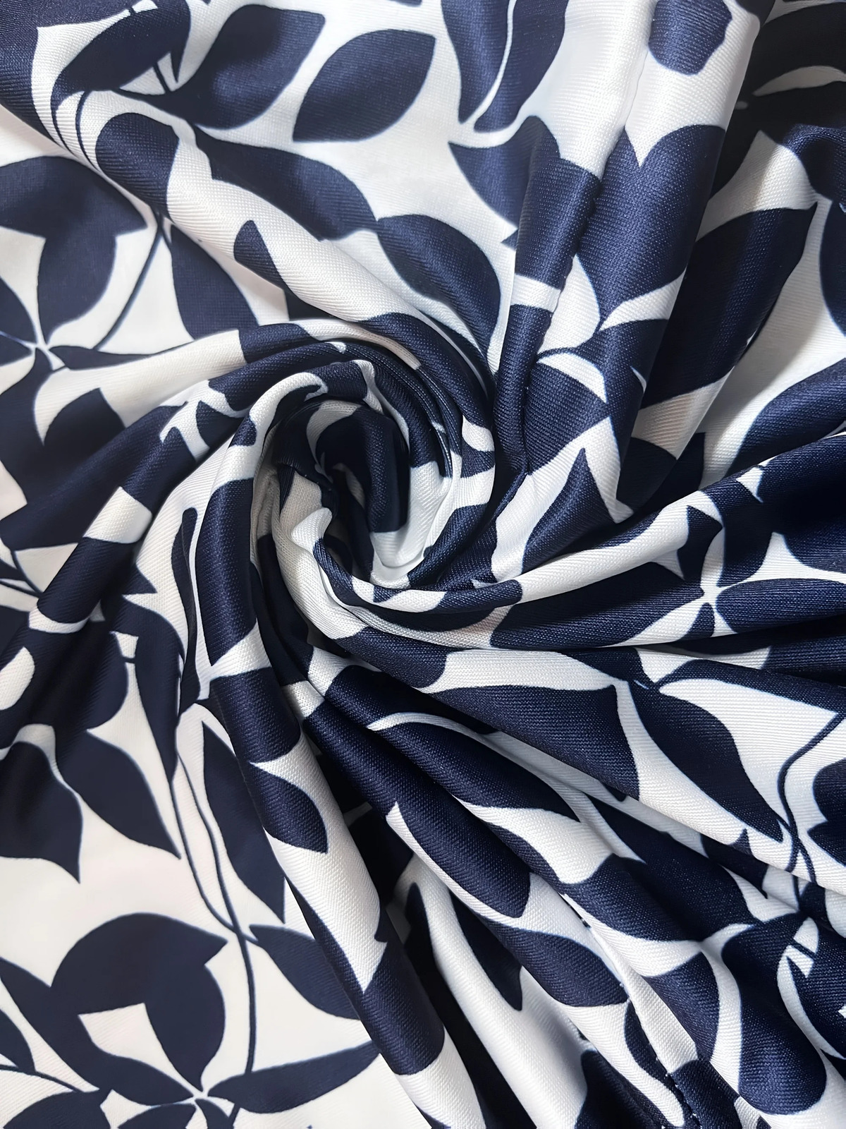 Womens Navy Blue Leaf Print Fit And Flare Dress Summer Casual V Neck Short Sleeve A Line Flowy Sundress 260625 - view 4