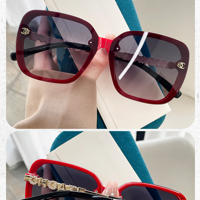 Designer's New High-end Imitation Chain Terms Niche Light Luxury Small Fragrance Retro Sunglasses Female Internet Celebrity Fashionable Sunshade  - view 7