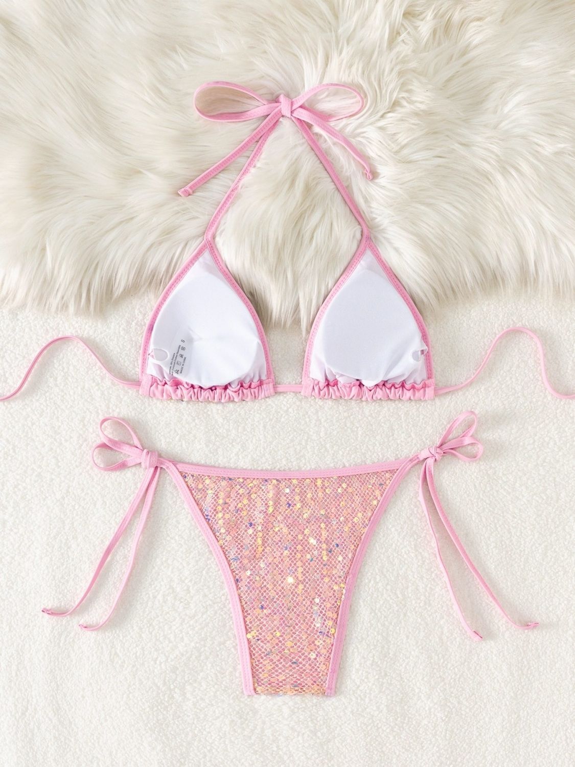 Transitional European And American New Fashion Mesh Sequin Bikini Sexy Two-Piece Swimsuit Set For Women - view 4