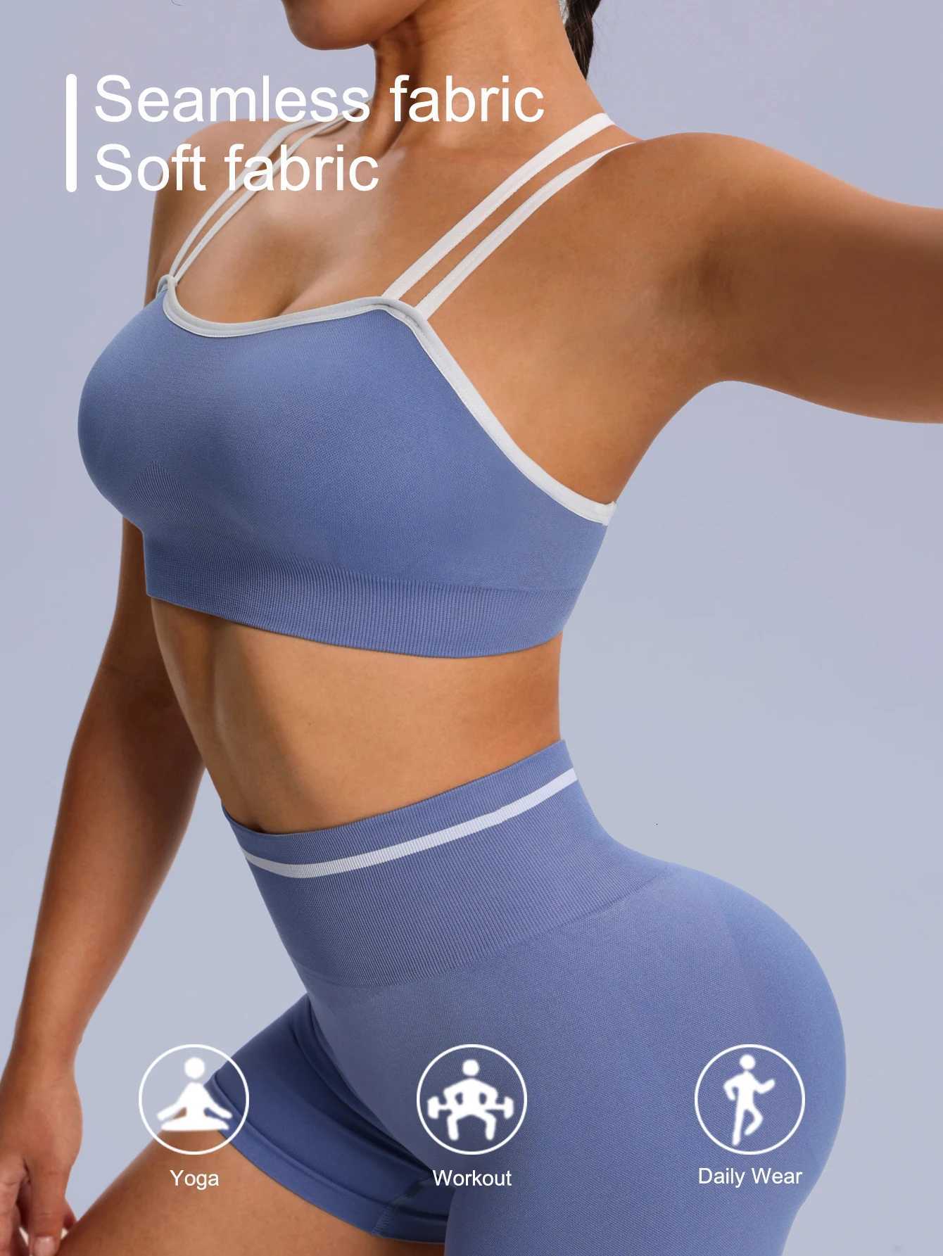 Women 2PCS Yoga Push Set Up Bra Shorts Yoga Set Tracksuit Workout Overalls Fitness Gym Sport Outfit Tummy Control Sportswear New M260626 - view 3