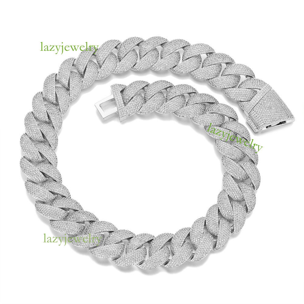 VVS Mosan stone full diamond Cuban necklace 21mm ice crystal Myer secret necklace bracelet men exaggerated hip-hop accessories daily wear - view 8