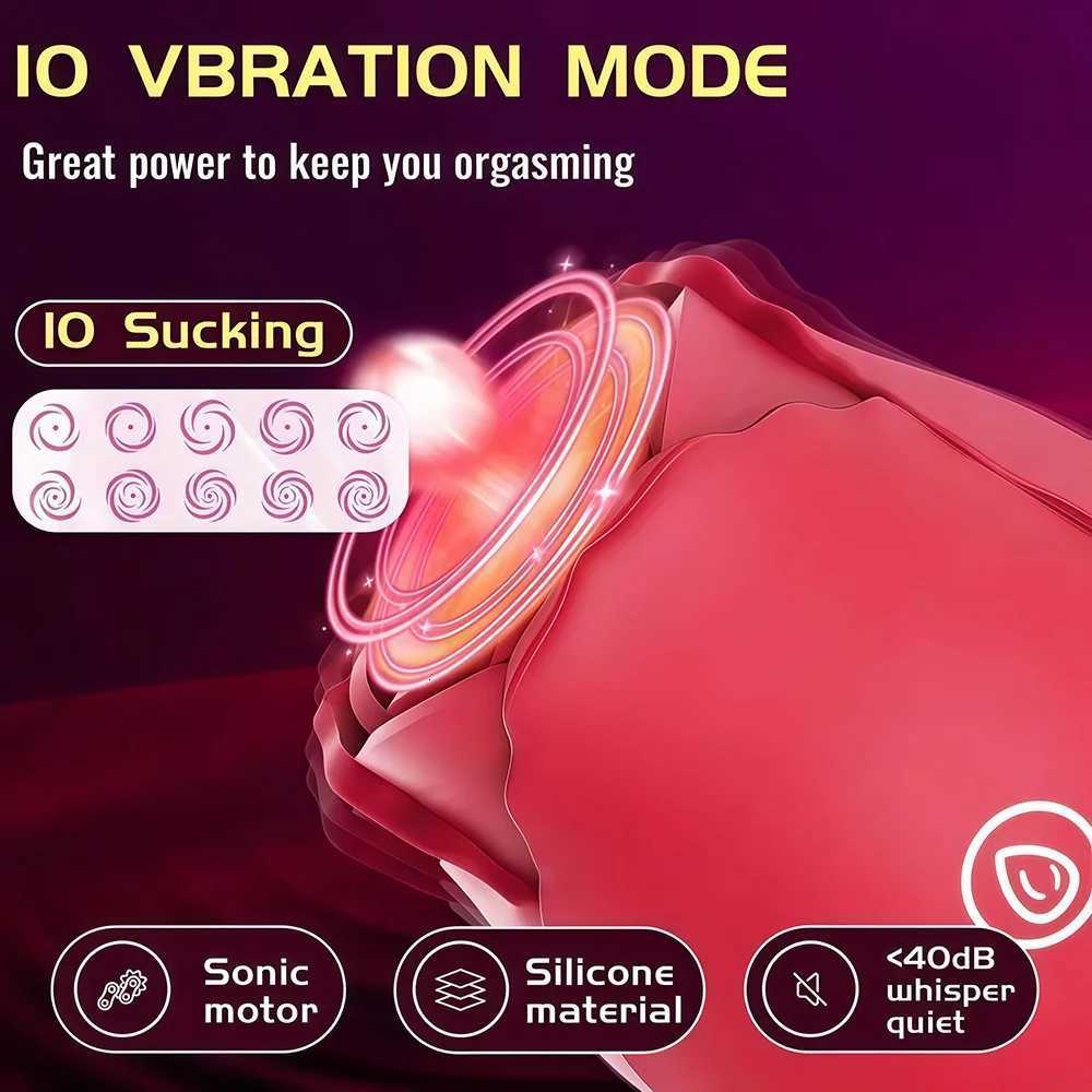 Vibrator 10 Speed Rose Suker G-spot Dildo Clitoris Stimulating Sucking Female Sex Toy USB Rechargeable Rose-shaped Mini Massager M260626 - view 4