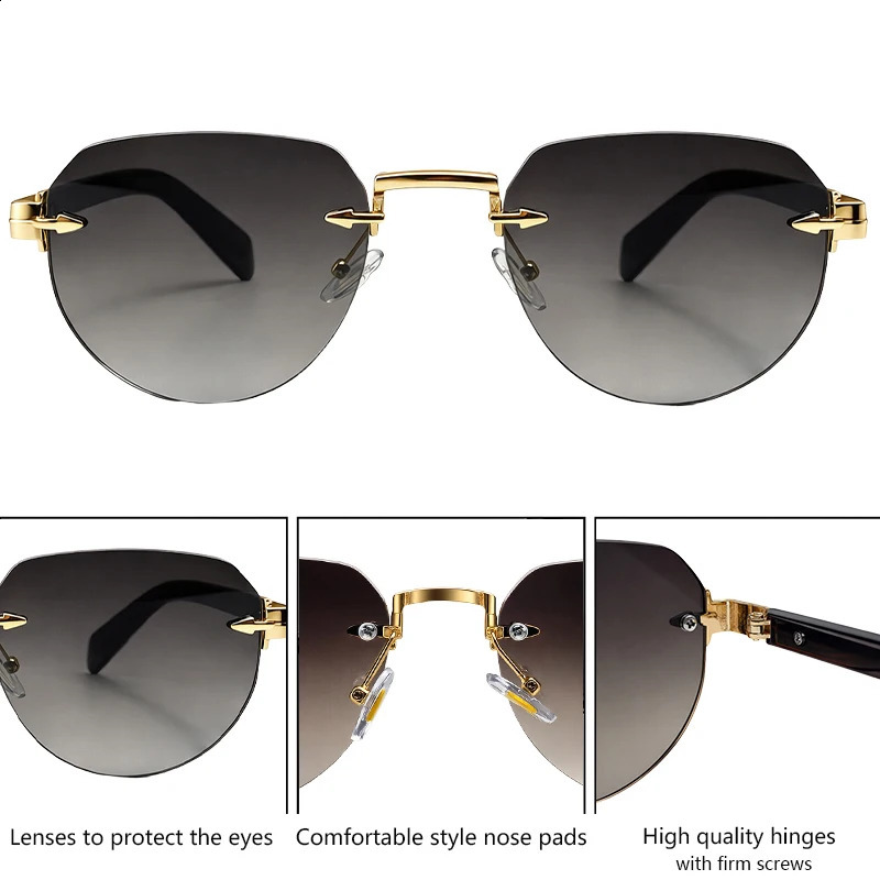 Polygon Punk Rimless Sunglasses Women 2026 y ner Vintage Geometric Oval Sun Glasses for Ladies Square Eyewear 260626 - view 6