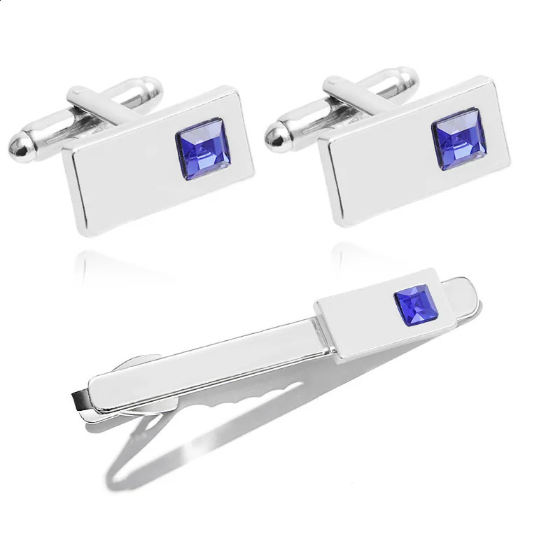 Fashion Business Shirt Sleeve Decorative Buttons Classic Geometric Tie Clips and Cufflinks Set for Mens y Jewelry Gift 260626 - view 4