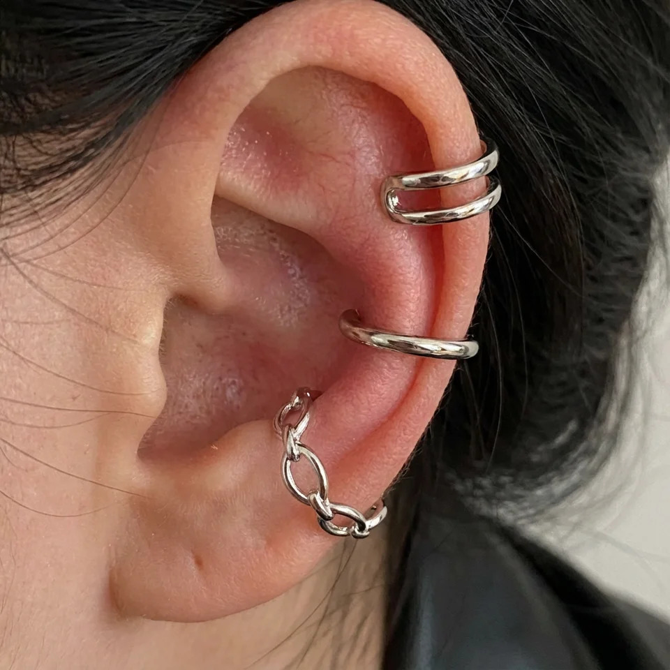 3PcsSet Fashion Simple CShape Ear Cuffs for Women Men No Piercing Cartilage Clip Earring Jewelry Grunge Rock Party Gift 260623