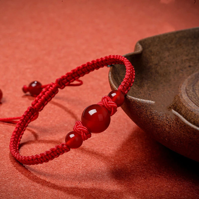 To Bring Good Luck In The Year Of Red String Natural Agate Bracelet Couple Knitted Hand Rope 260617 - view 5