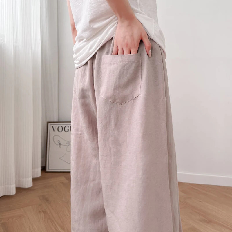 Summer Harajuku Linen Balloon PantsHigh Waist Draped Slimming Womens Wide pantsNatural Lightweight Breathable trousers 260625 - view 3
