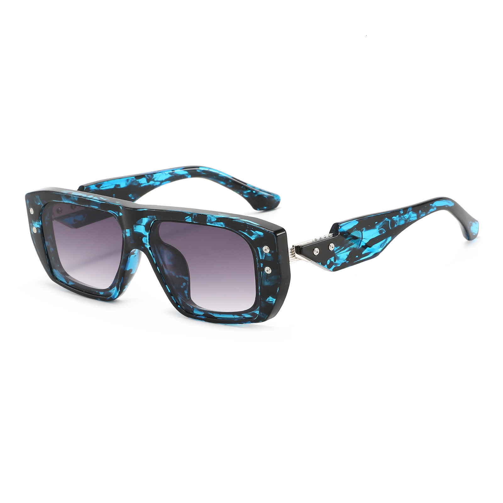 20 New Square Fashion Sunglasses, European American Style, Unique Retro Rivet Design, Trendy And High-End Men's Sunglasses - view 5