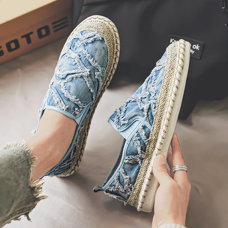 Summer Linen Loafers Men Classic Slip On Causal Shoes Men Espadrilles Canvas Flats Shoes Men Breathable Driving Footwear Male 260626 - view 5