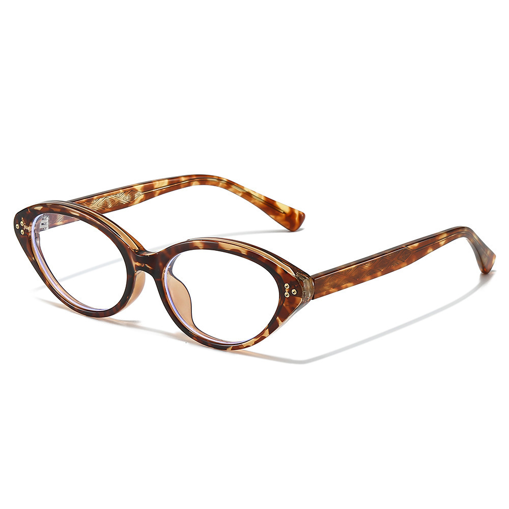 2026 Retro Oval Frame Glasses Rivet Accents, High-End Anti-Blue Light TR Material With Pin Inserts, Flat Lenses - view 5