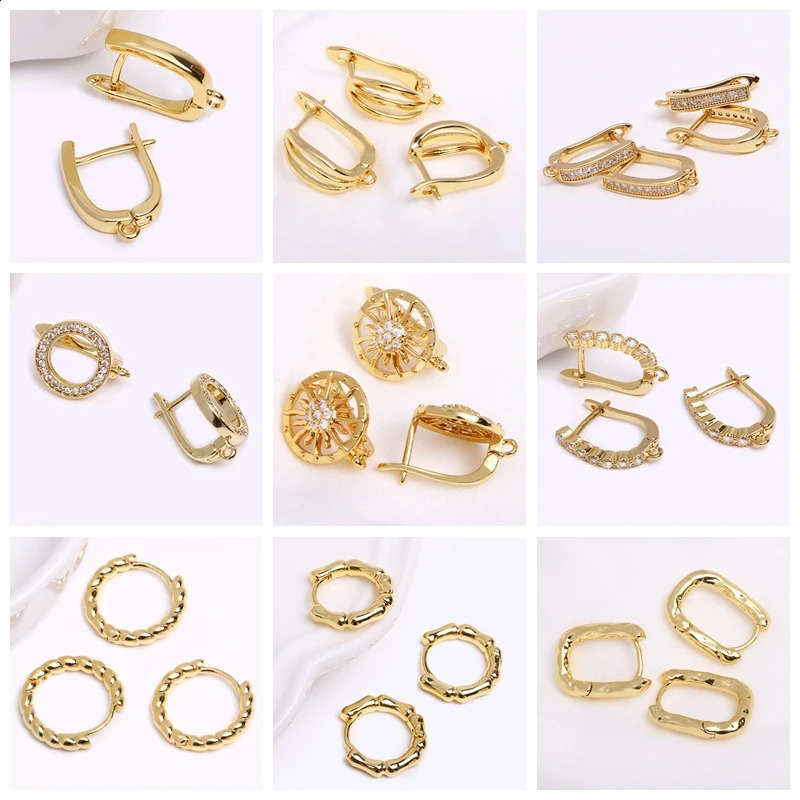 14K Gold Plated Brass Earrings Hooks Round Hoop EarringsEarring FixturesFasteners For EarringsDIY Earring Making Accessories 260623 - view 7