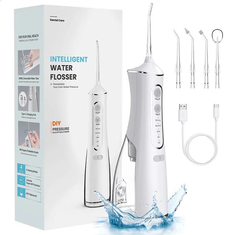 Portable Water Flosser Oral Irrigator 300ML 4 Modes IPX7 Waterproof Dental Cleaner 360 Nozzle for Travel Home Use 260626 - view 1