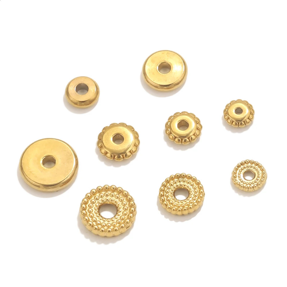 20pcs Stainless Steel Gold Spacer Beads For Bracelet Jewelry Making DIY Flat Round Loose Beads Handmade Jewelry Supplies Craft 260623 - view 5