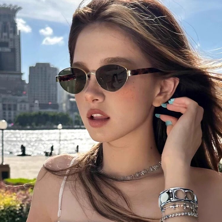 Gaitai Glasses Polarized Sunglasses Old Money Style Retro Atmosphere Oval Cat Eye Sunglasses Same Style as Wang Anyu - view 5