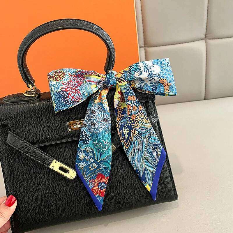 Summer Luxury Brand Jungle Print Silk Scarf Hair Band Tie Bag Small Scarves Vintage Satin Ribbon Decorate Accessories 26Y06226 - view 5