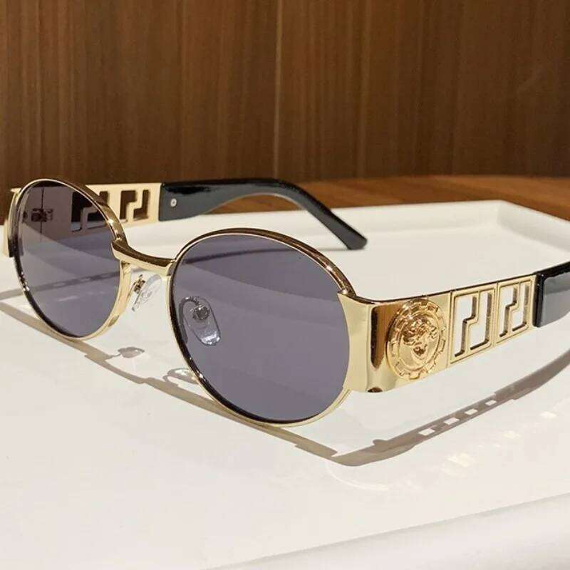 Luxury Metal Brand Sunglasses for Men and Women Unisex Designer Fashion Glasses Oval Ladies Vintage Eyewear Shades 26Y0626