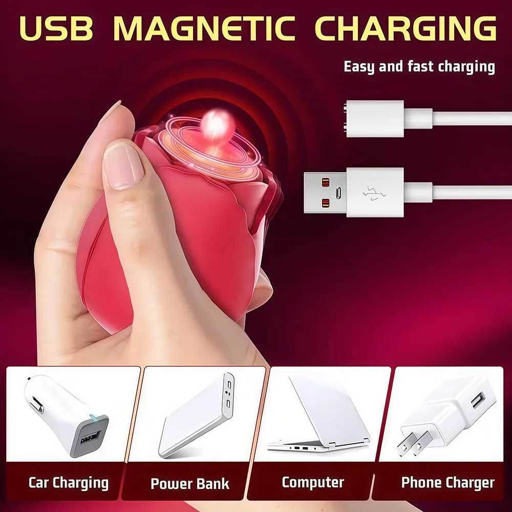 Vibrator 10 Speed Rose Suker G-spot Dildo Clitoris Stimulating Sucking Female Sex Toy USB Rechargeable Rose-shaped Mini Massager M260626 - view 5