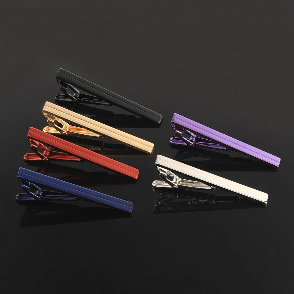 Free Personality Black Blue Red Purple Silvery Golden Colors Middle Line n Tie Clip Mens Formal Party Busin Jewelry 260626 - view 5