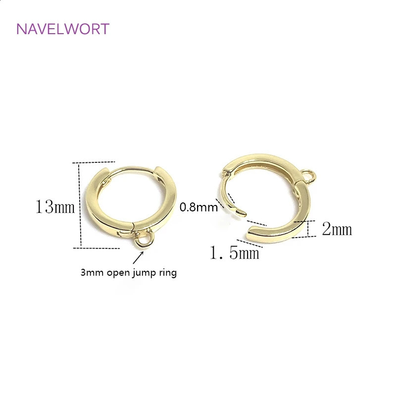 14K Gold Plated Brass Earrings Hooks Round Hoop EarringsEarring FixturesFasteners For EarringsDIY Earring Making Accessories 260623 - view 6