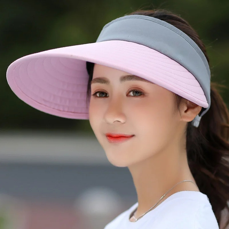 women summer sun visor wide-brimmed hat beach hat adjustable UV protection female cap packable 260625 - view 5